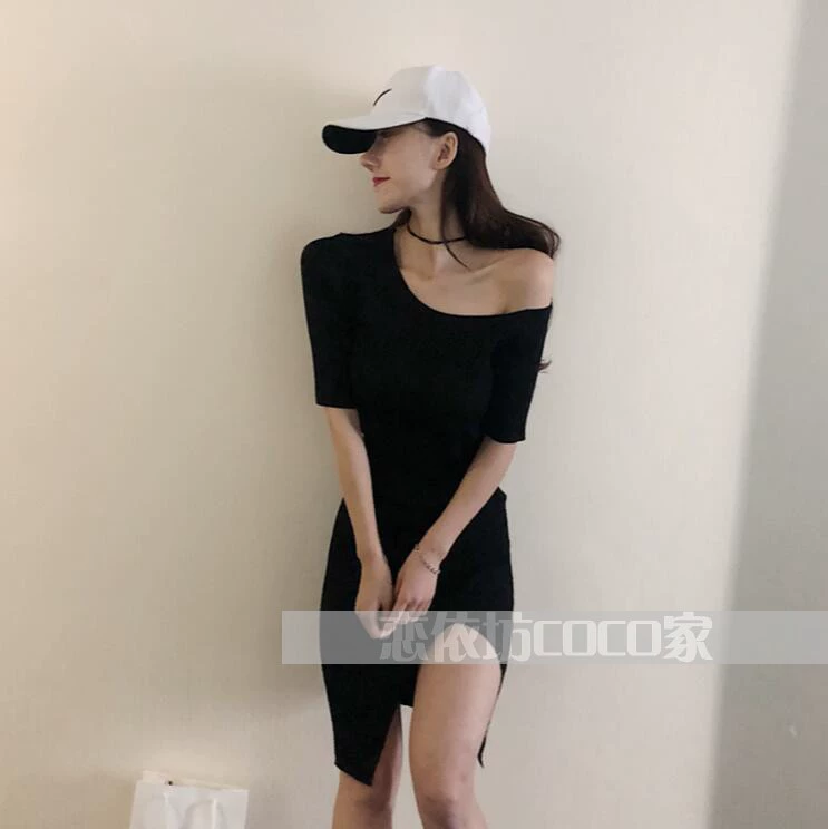 Kích thước lớn tùy chỉnh mới gợi cảm vai mỏng slim tay áo đầm - Sản phẩm HOT