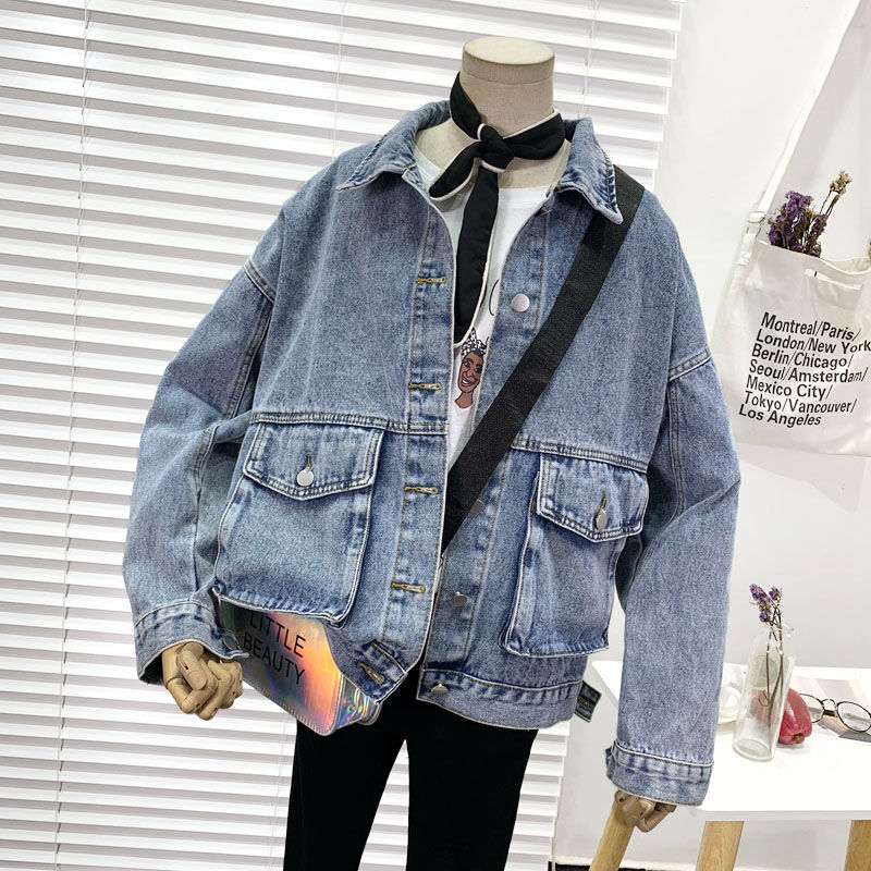 Denim phụ nữ áo khoác mùa xuân và mùa thu 2020 mới của Hàn Quốc phiên bản của bf lỏng làm việc bình thường sinh viên áo khoác Sonzi Hồng phong jacket