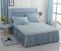 Châu Âu rửa sạch bông bông giường váy ren dày rắn một mảnh bông giường trải giường che trượt Simmons - Váy Petti váy giường khách sạn