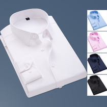 White shirt mens long sleeves spring and autumn business leisure Joker mens clothing shirt slim fitting clothes spring base shirt