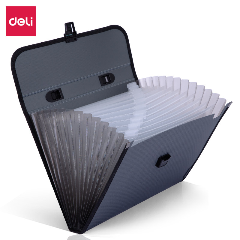 Deli hand-held paper organ bag folder Multi-layer folder Student business multi-function ticket folder storage bag