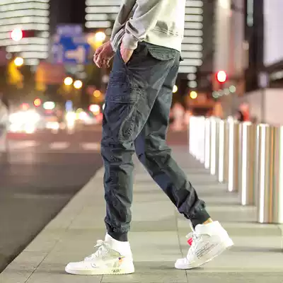 Chao brand Yu Wenle overalls men's bunches Korean version of the trend loose multi-pocket slim feet men's casual pants