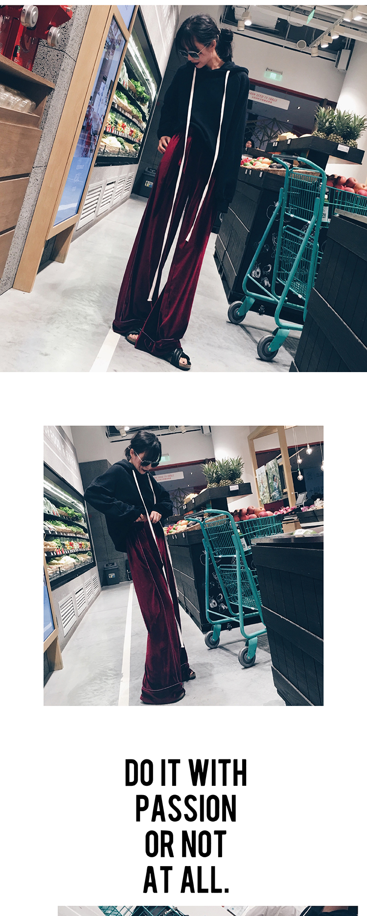 GOD.DESS thun eo của phụ nữ nhung dài quần rộng chân rộng quần nữ bình thường chín quần không có phiếu giảm giá - Cộng với kích thước quần áo quần bò ống rộng