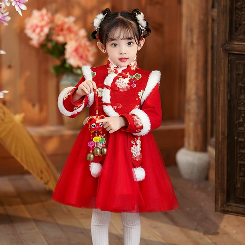 Платье, наряд маленькой принцессы, детская зимняя юбка, детская одежда, коллекция 2023, год кролика