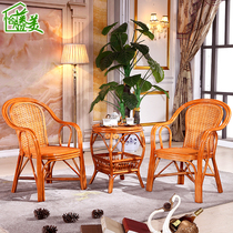 Real Vine woven rattan leisure cafe table and chair negotiation meeting guest rattan chair balcony chair coffee table three-piece combination