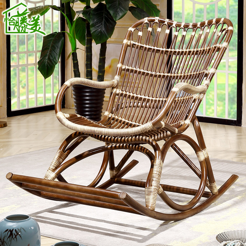 Nordic Fuji Kuo Remote Backs Chair Leisure Balcony Adult Vine Chair Household Rocking Chair Coffee Chain