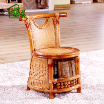 Rattan casual rattan stool balcony courtyard rattan wood small round stool Real rattan chair shoes shoe stool