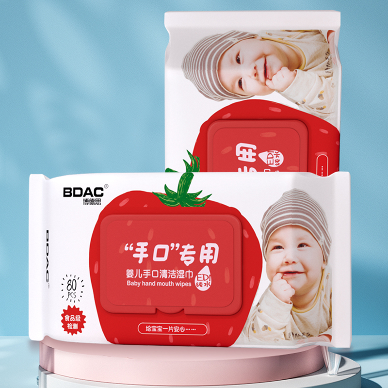 BDAC婴儿湿巾纸宝宝新生幼儿手口屁专用加厚80抽6大包家庭实惠装