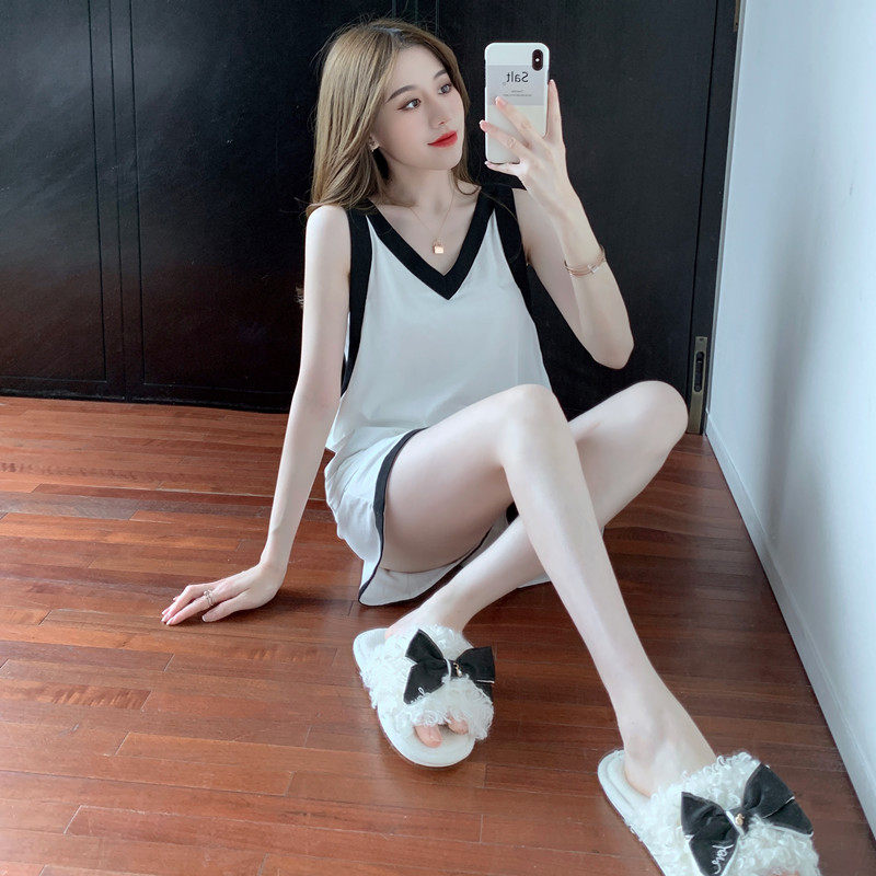 Harness Sleepwear Women's Summer Modale Pure Cotton Slim home Cuts Short sleeves Advanced sensation Lovely two suits-Taobao