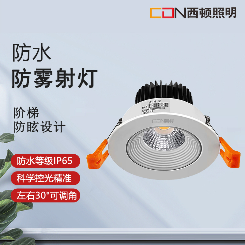 Seaton Lighting Waterproof Anti-Fog Household Anti-Glare Ip65 Outdoor Shower Room Embedded Bathroom Waterproof Spotlight