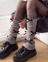 Ballet style bow-knot pile socks for autumn and winter to keep warm and cute girly knitted calf covers for women