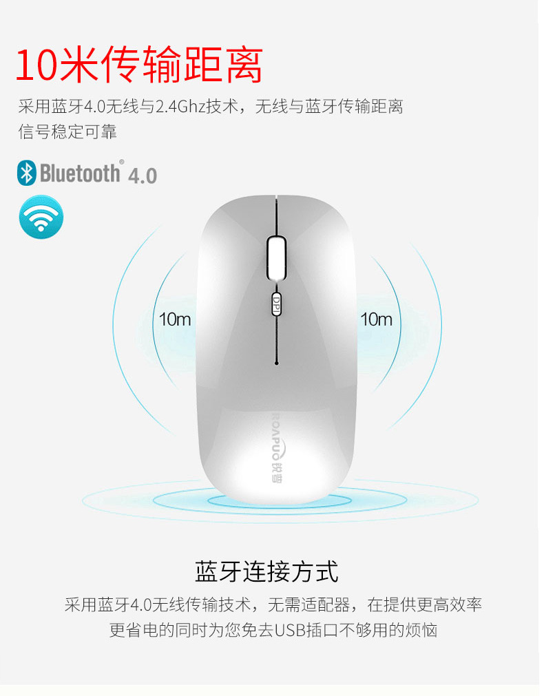 锐普 蓝牙无线充电静音鼠标 券后13.9元包邮 买手党-买手聚集的地方