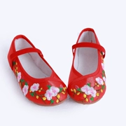 Giày thêu gió quốc gia thấp để giúp người phụ nữ Bắc Kinh già giày vải Giày cưới màu đỏ giày đơn