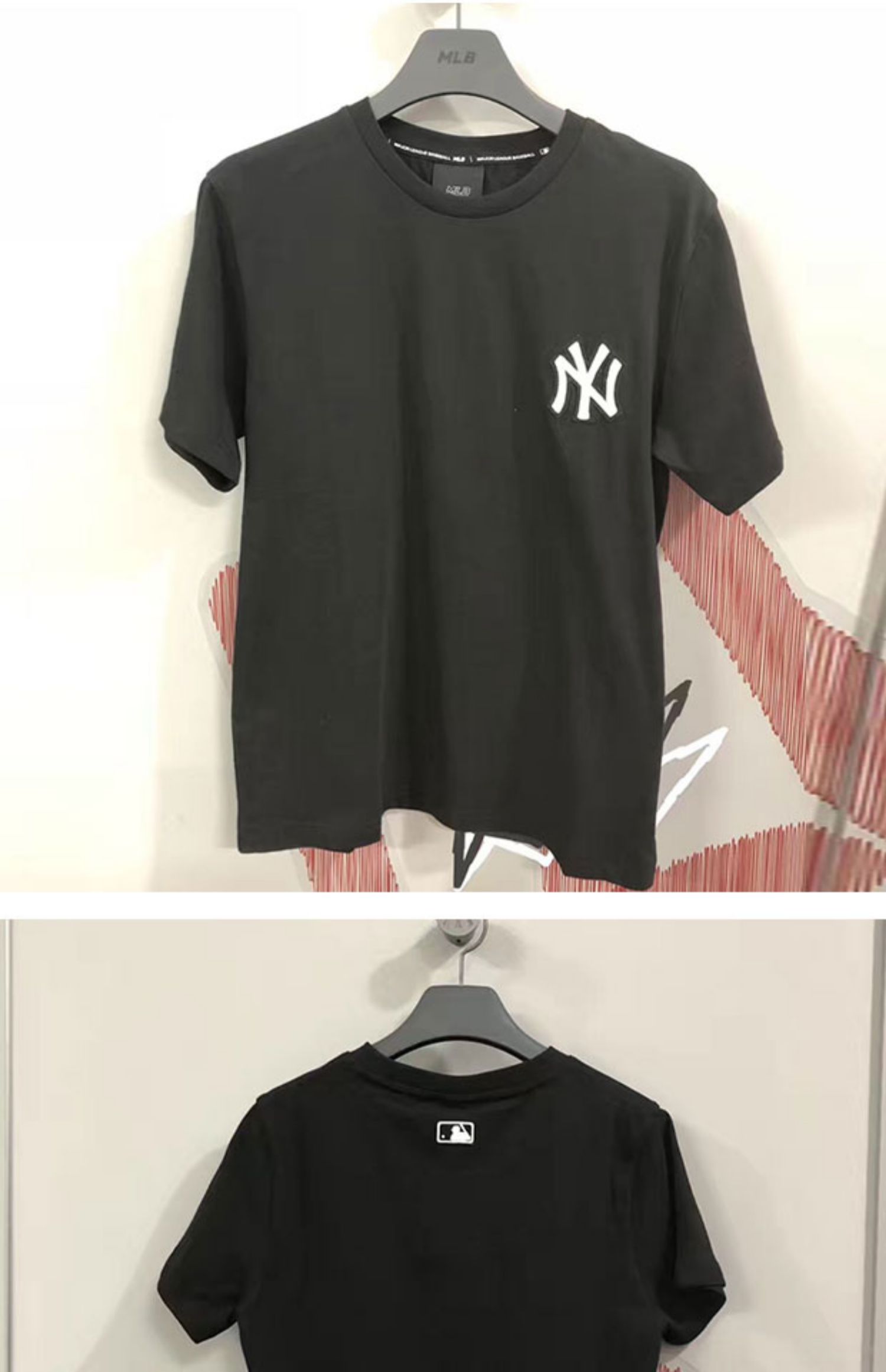 Hàn Quốc MLB tay áo ngắn 19 mùa xuân và mùa hè Phụ nữ mới nửa tay lỏng lẻo mô hình thủy triều dán nhãn hiệu áo thun nam NY Yankees - Áo phông thể thao áo tanktop