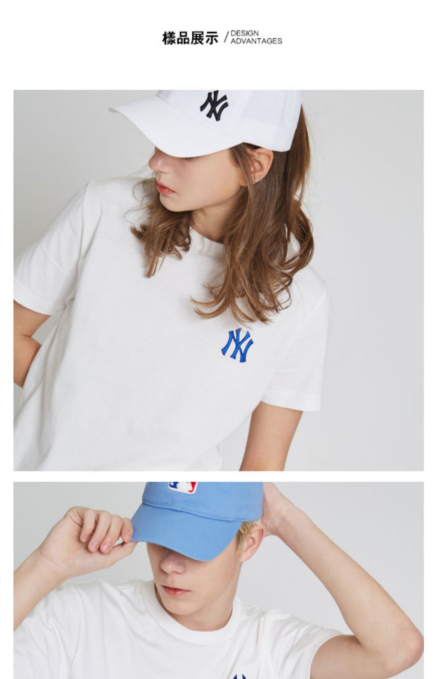 Áo thun ngắn tay Hàn Quốc MLB chính hãng 2019 cổ điển khổ lớn NY offset in họa tiết đơn giản tay áo đôi nữ - Áo phông thể thao áo thun the thao nam adidas có cổ
