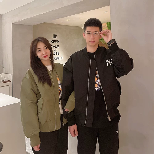 MLB, бейсбольная форма, куртка, демисезонный пуховик подходит для мужчин и женщин, с вышивкой