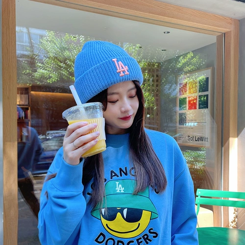 MLB, классическая шерстяная трикотажная демисезонная вязаная шапка с капюшоном