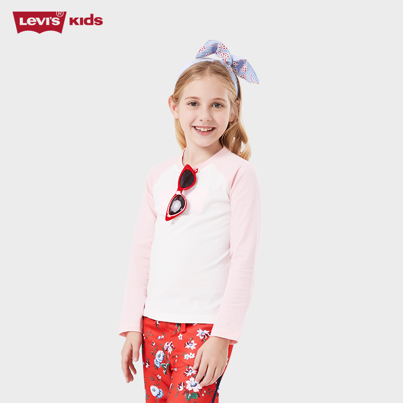 Long Sleeve T-Shirt Levi của trẻ em của Levi 2020 Spring / Summer Girls Tide Trong Big Kids Half-Sleeve Loose