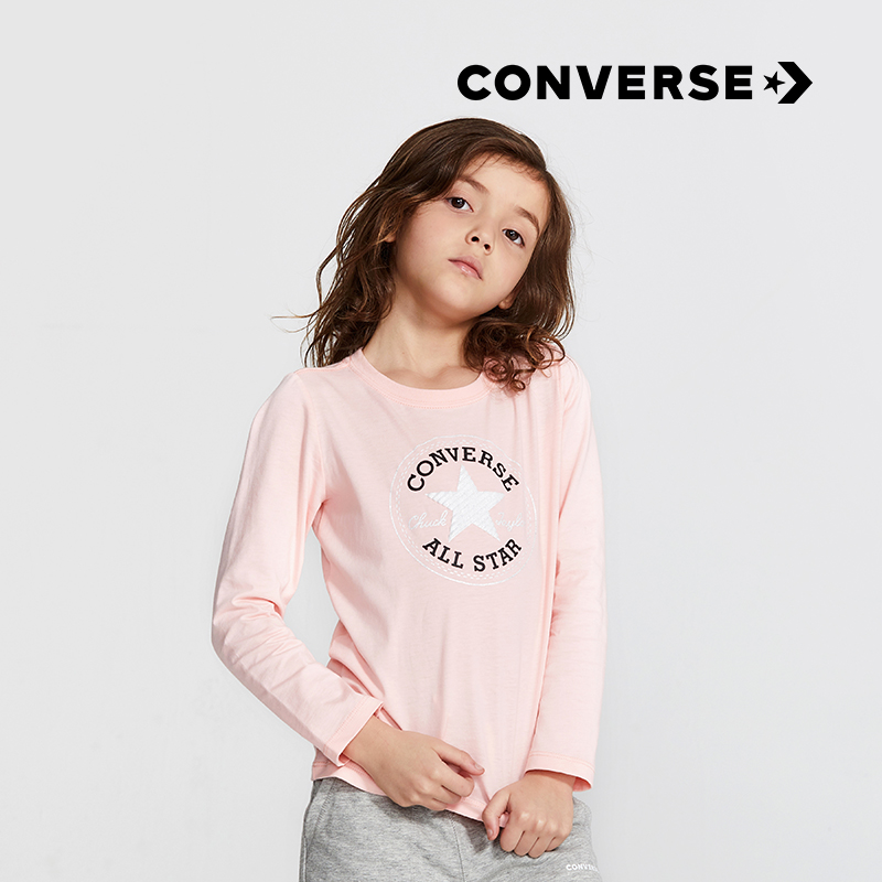 Mang Converse trẻ em chính thức mùa xuân / mùa hè 2020 Boys and Girls mới mùa thu ăn mặc trẻ em dưới Sized trẻ em dài tay áo T-shirt.