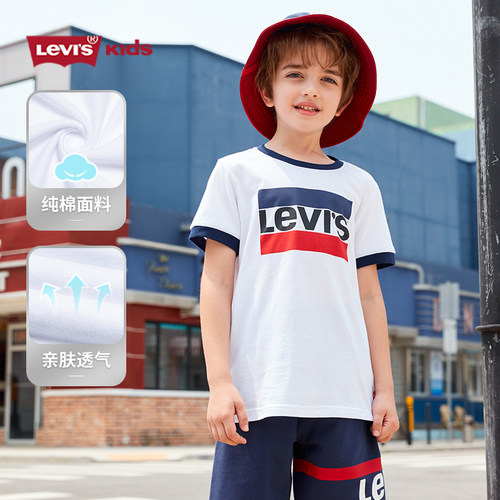 Levi’s李维斯 男女童纯棉短袖T恤L62627SS157