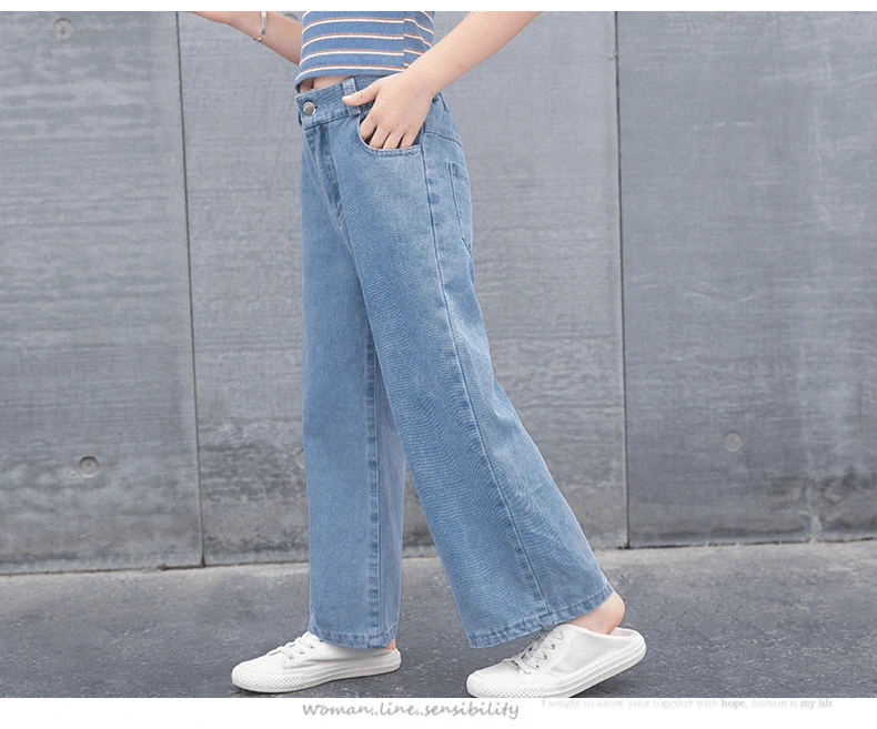 Cô gái quần ống rộng quần mỏng phần 2020 mới hợp thời trang trẻ lớn quần jean mềm quần áo mùa hè quần dài mùa hè - Quần jean