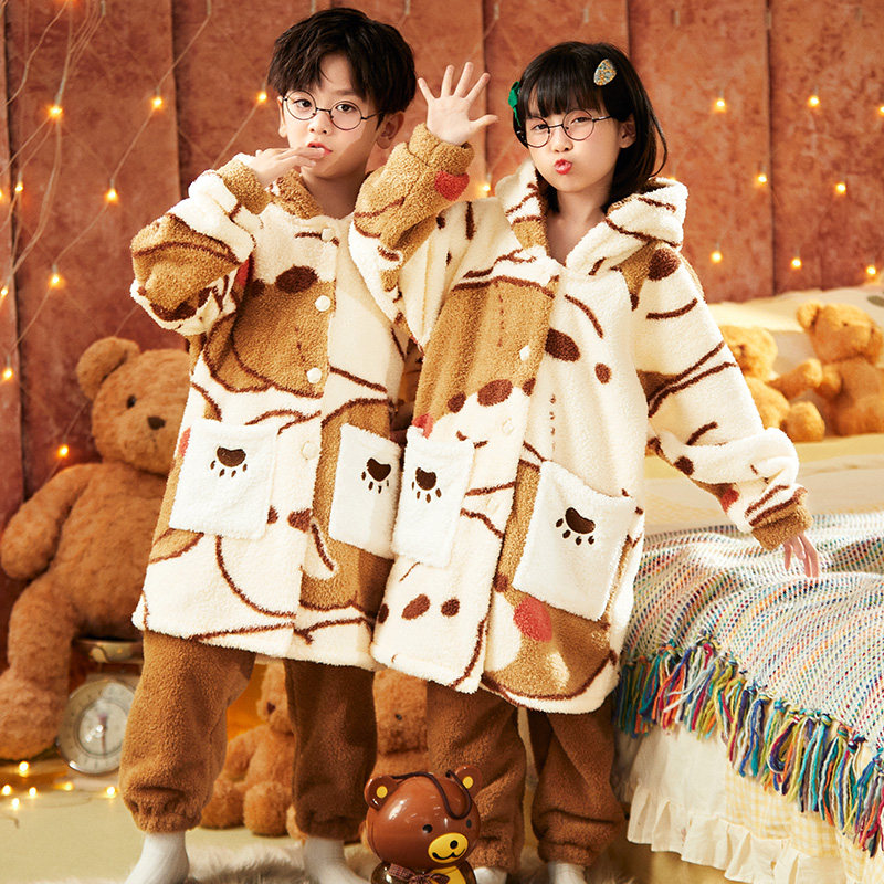 Fy Fangyi Winter flange suede cute cartoon children's home Thickened Warm Pyjamas