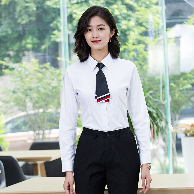 White shirt women's long-sleeved trousers skirt suit business professional dress hotel sales department waiter work clothes autumn and winter