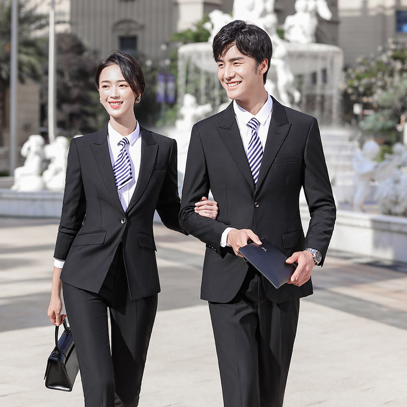Suit suit men and women with the same style three-piece professional dress business jewelry hotel front desk work clothes high-end dress