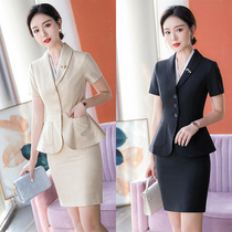 Black professional suit skirt short-sleeved OL two-piece suit summer high-end hotel front desk jewelry store overalls female
