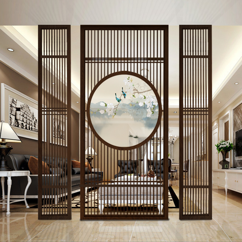 Custom Solid Wood New Chinese Screen Partition Wall Living-room Living-room Decoration Genguan Office Brief Modern Translucent Seat Screen