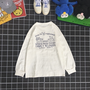 South Korea ulzzang yuansufeng sweater men's and women's round neck ins Hong Kong Style loose BF long sleeve T-shirt lov