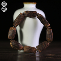 Tang Dynasty Bai Qinan agarwood with the shape of the hand string Beed beads bracelet single circle men and women Natural Flower dense oil line old material