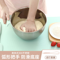 Egg pot baking 304 stainless steel deepened splash-proof silicone food grade and basin household kitchen cake Basin