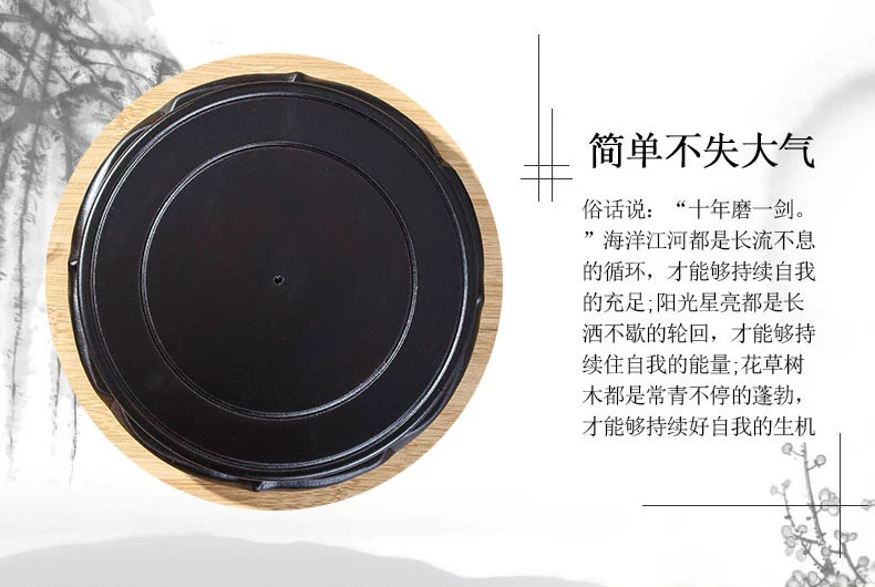 Bình hoa trang trí ấm trà gốm hoa phật tượng cá bể đá kỳ lạ giả gỗ đỏ tròn cơ sở thủ công - Trang trí nội thất