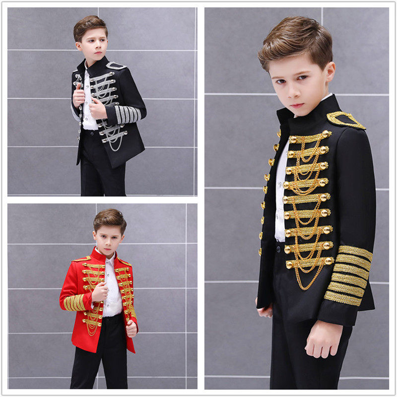 Boys European and American style military uniform dress stage little boy European court dress prince guard costume model catwalk