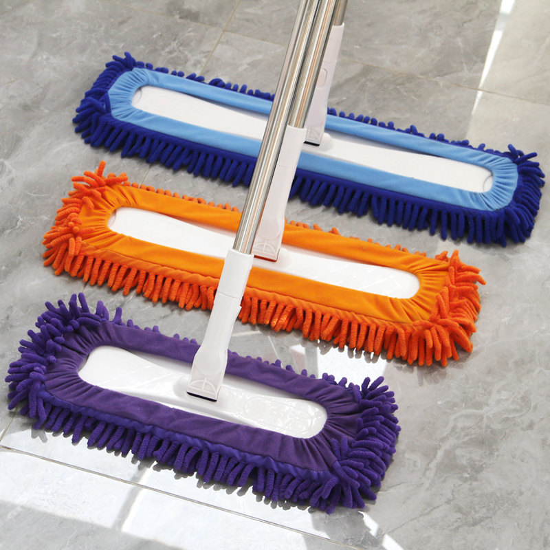 German-Made Flat Mop Chenille Dust Pusher Hotel Cleaning Mop Factory Large Area Cleaning Dry and Wet Dual-Use Magic Tool