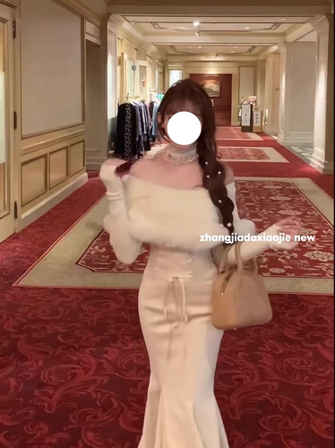 Японский милый бархатный свитер, комплект, открытые плечи, рыбий хвост