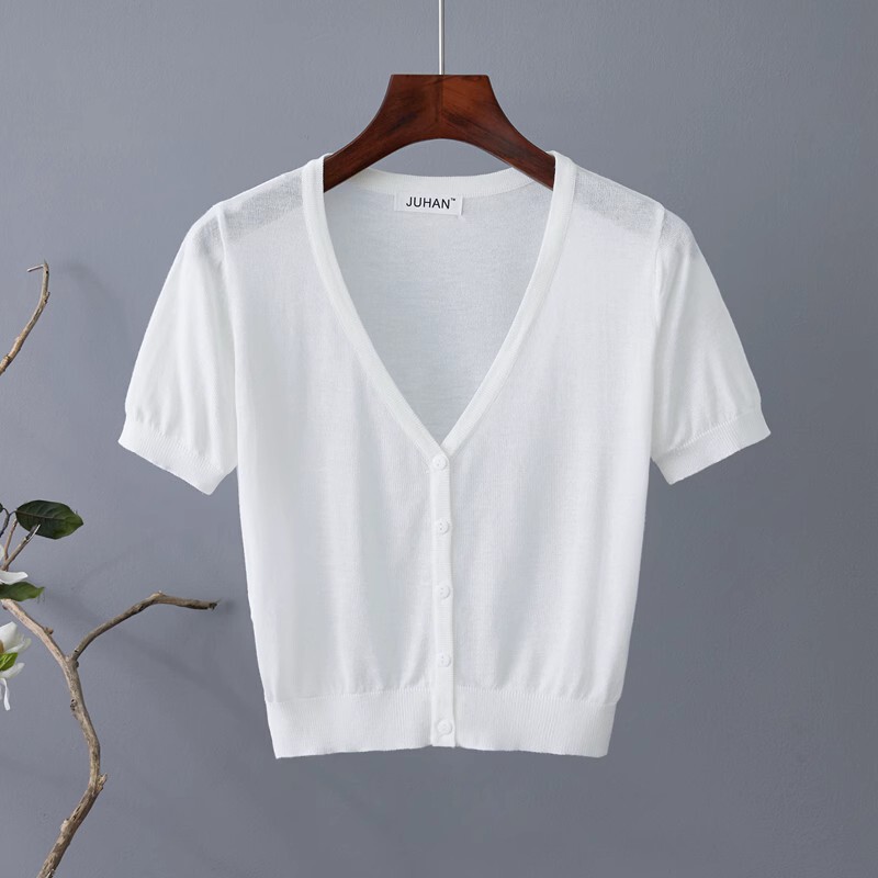 Summer Thin Short-Sleeved Cardigan for Women, Sun-Protective Short Style, High-Waisted, Can Be Paired with Skirts or Cheongsam, Shawl Jacket Summer Thin Short-Sleeved Cardigan for Women, Sun-Protective Short Style, High-Waisted, Can Be Paired with Skirts or Cheongsam, Shawl Jacket