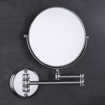 European bathroom cosmetic mirror double-sided wall folding mirror toilet telescopic mirror full copper Beauty Mirror non-perforated