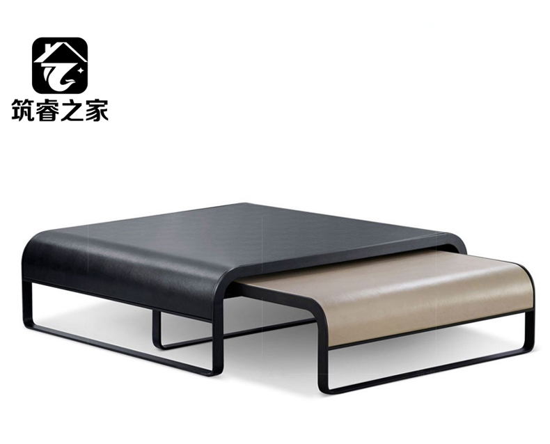 Bàn cà phê Bắc Âu Phòng khách tối giản hiện đại Thiết kế nội thất Khung thép carbon rắn Sợi da Microfiber Bàn trà gió công nghiệp - Bàn trà bàn gỗ giá rẻ