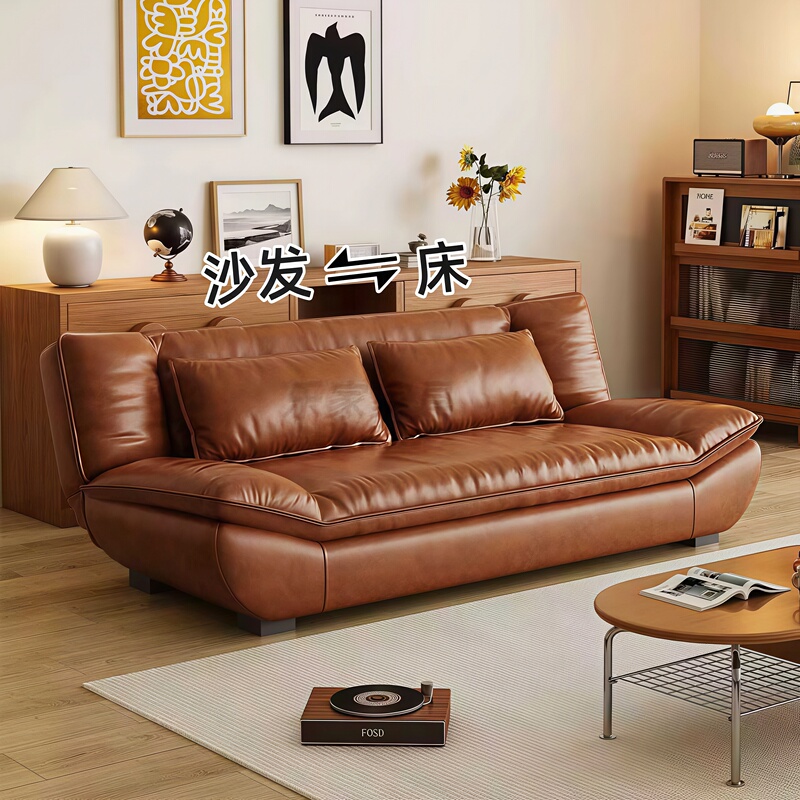 All-In-One Dual-Purpose Sofa Bed for Small Apartments, Oil Wax Leather Retractable Bed, Single/Double Folding Pull-Out Bed, Sailboat Sofa Bed All-In-One Dual-Purpose Sofa Bed for Small Apartments, Oil Wax Leather Retractable Bed, Single/Double Folding Pull-Out Bed, Sailboat Sofa Bed