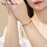 Золотой браслет с одной бусиной, бусины, браслет из красной нити