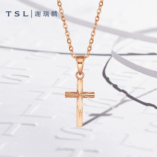 [10 миллиардов субсидий] Tsl Xie Ruilin Angel Guarding Cross Cross Counte No Ожерелье Плотное золото Ag686