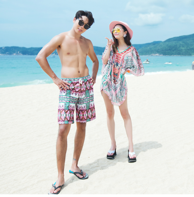 Bikini gợi cảm chia nhỏ bikini ngực nhỏ tụ tập đồ bơi nữ 2017 mới cặp đôi đồ bơi nam quần đi biển - Vài đồ bơi đồ đi biển cho cặp đôi
