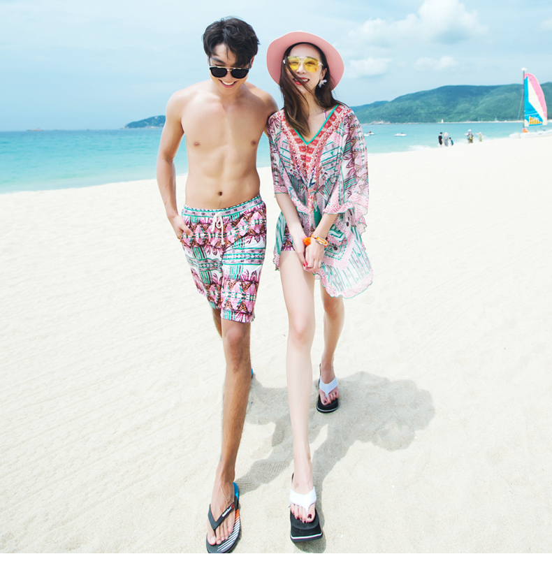 Bikini gợi cảm chia nhỏ bikini ngực nhỏ tụ tập đồ bơi nữ 2017 mới cặp đôi đồ bơi nam quần đi biển - Vài đồ bơi đồ đi biển cho cặp đôi