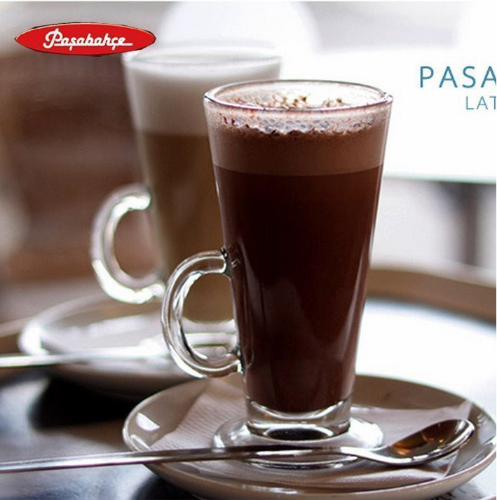 European imported pasabahce glass latte coffee cup tempered milk cup with milkshake cup juice cup