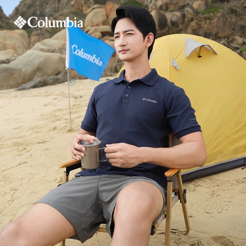 Columbia, дорожная дышащая спортивная футболка polo для отдыха, впитывает пот и запах, короткий рукав