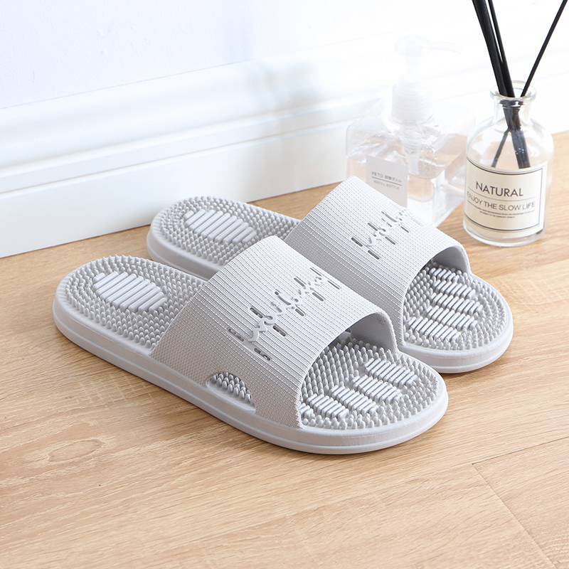 Light GreyFire wheel summer thick Plantar massage sandals  female indoor lovers household non-slip Shower Room take a shower man Home Furnishing