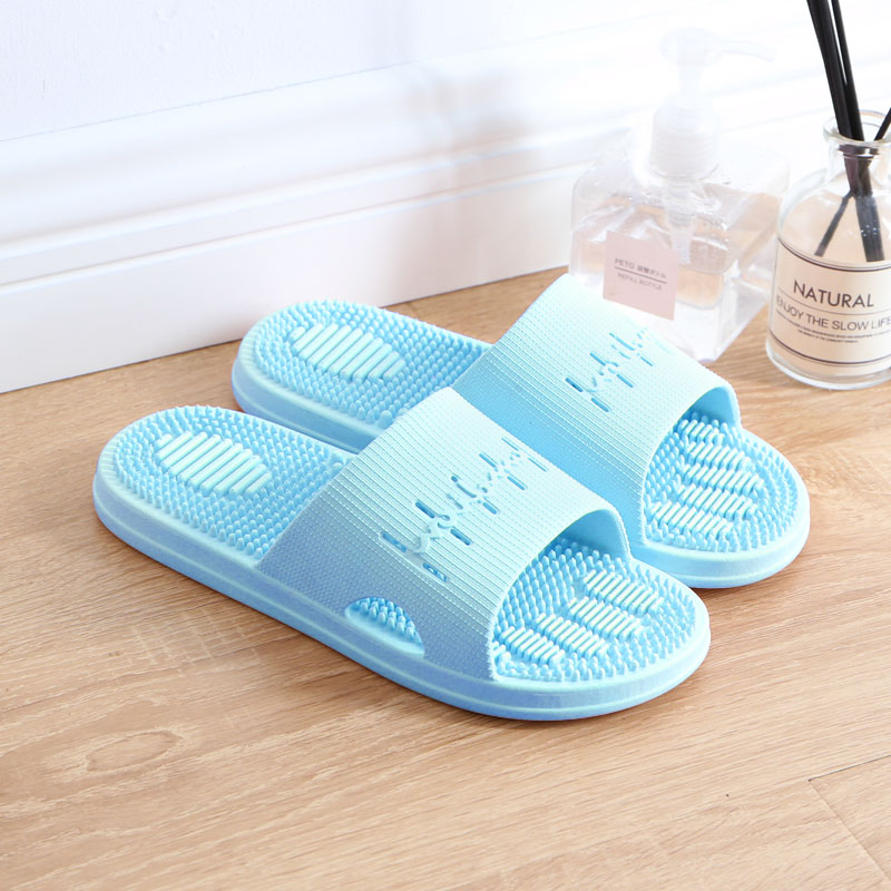 Sky BlueFire wheel summer thick Plantar massage sandals  female indoor lovers household non-slip Shower Room take a shower man Home Furnishing