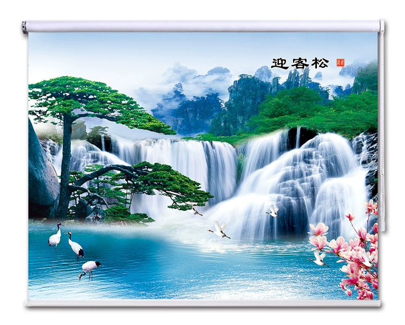 Tùy chỉnh bức tranh phong cảnh mới con lăn mù phòng khách văn phòng phòng ngủ mô hình mất điện kéo hạt nâng rèm kính thiên văn - Phụ kiện rèm cửa